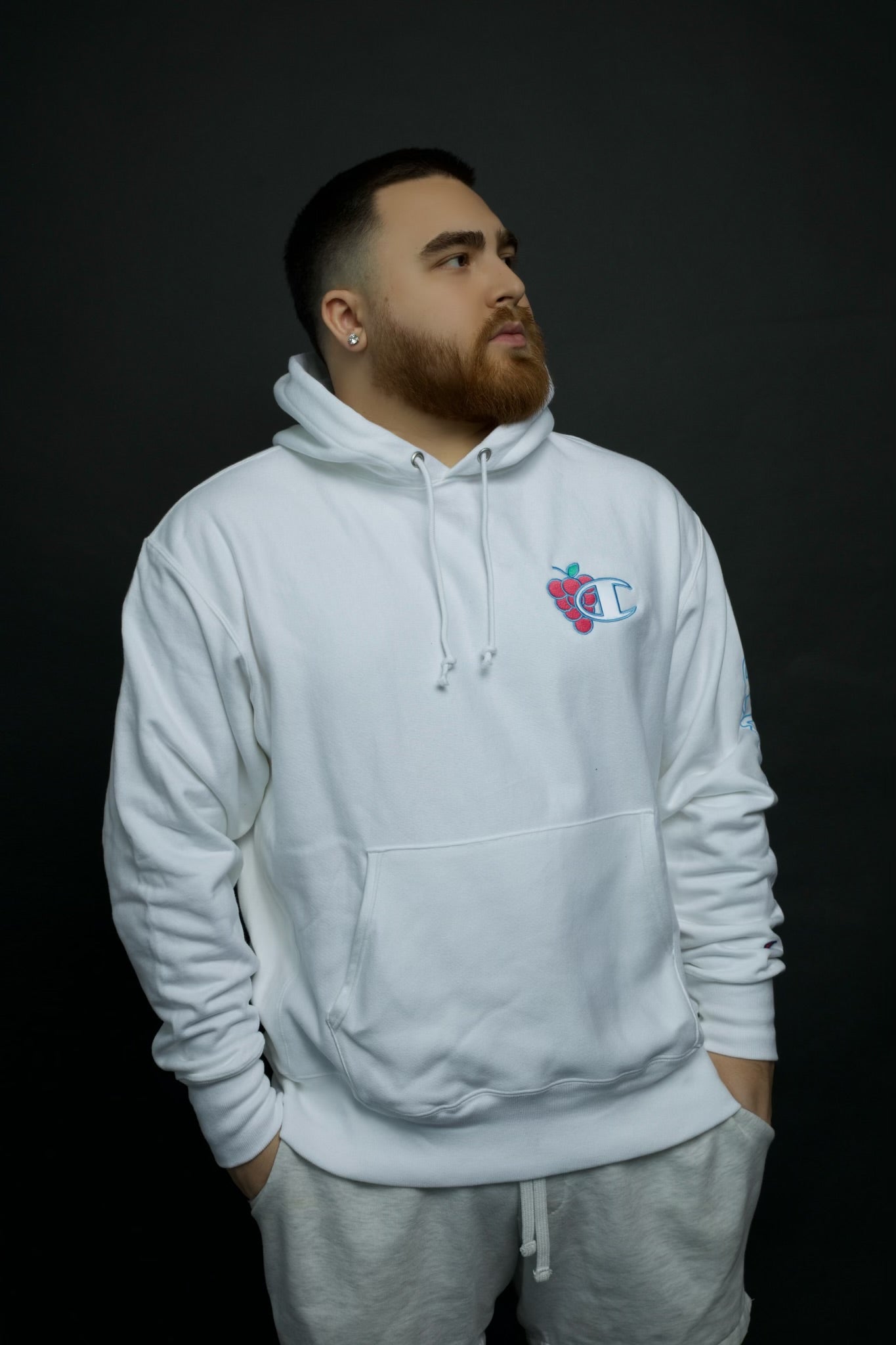 LosPollosTV X Champion “Cotton Candy Grape” Reverse Weave Hoodie - WHITE
