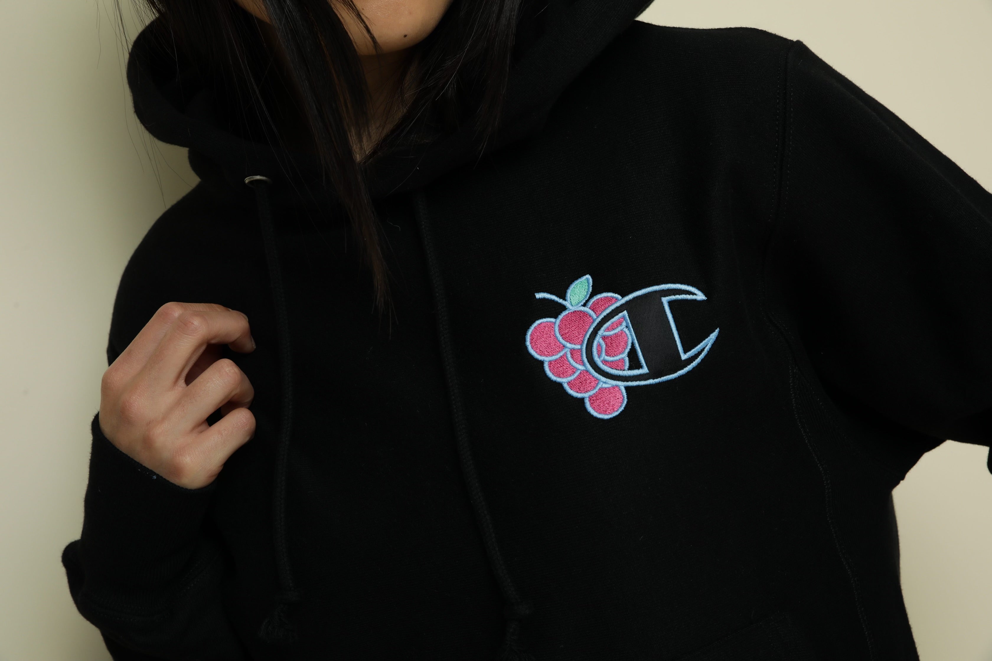 LosPollosTV X Champion “Cotton Candy Grape” Reverse Weave Hoodie - BLACK