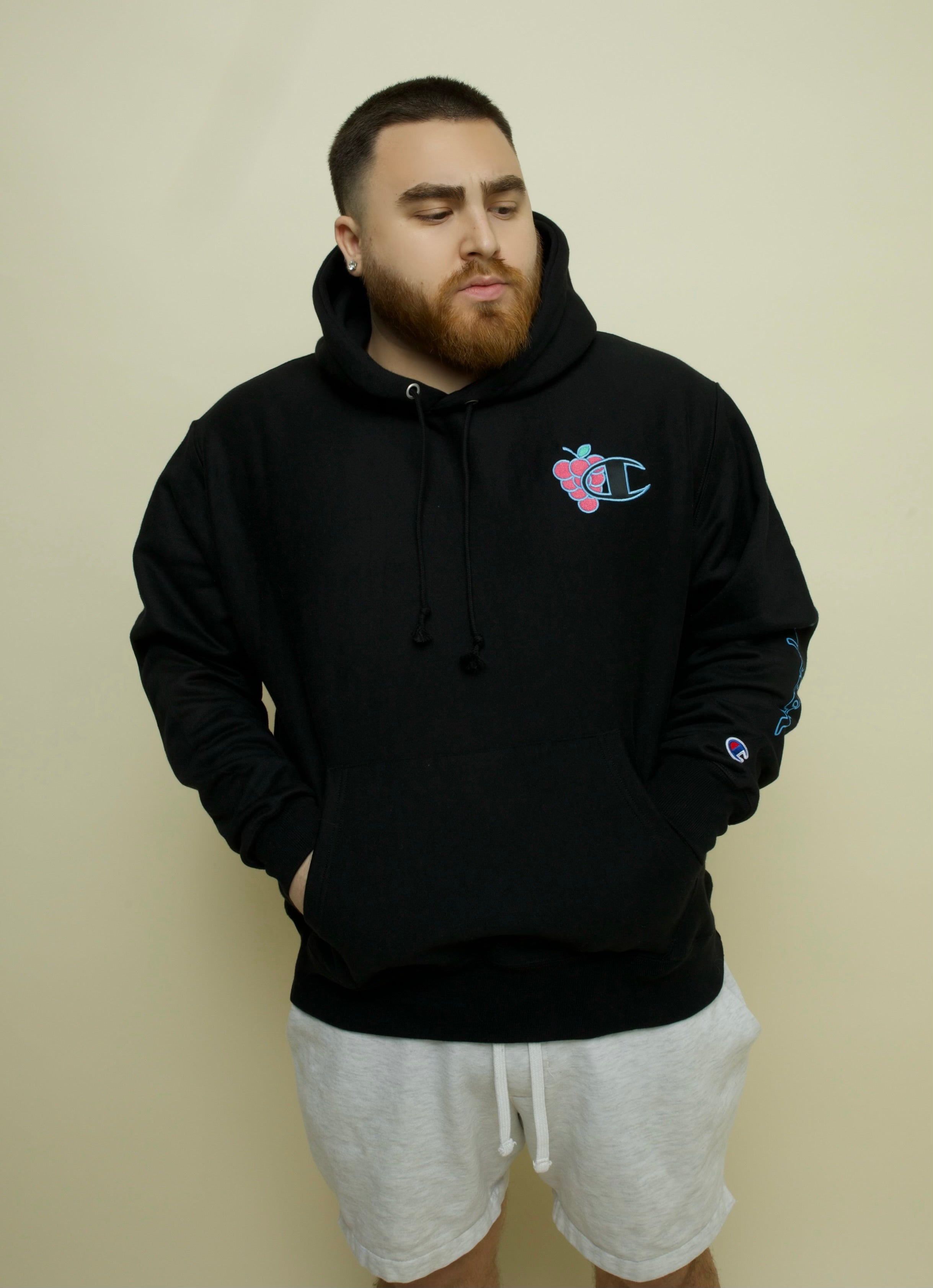 LosPollosTV X Champion “Cotton Candy Grape” Reverse Weave Hoodie - BLACK