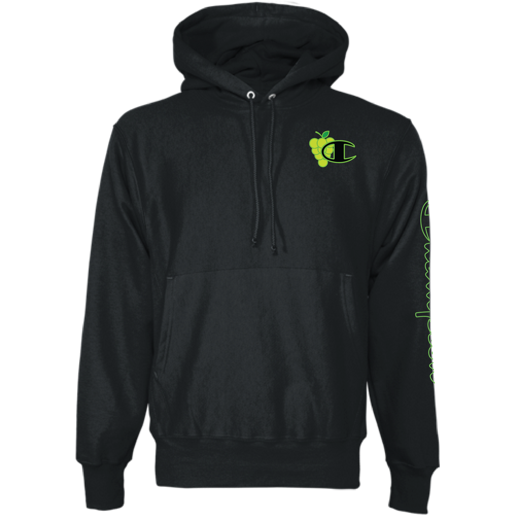 LosPollosTV X Champion Green Grape Reverse Weave Hoodie BLACK