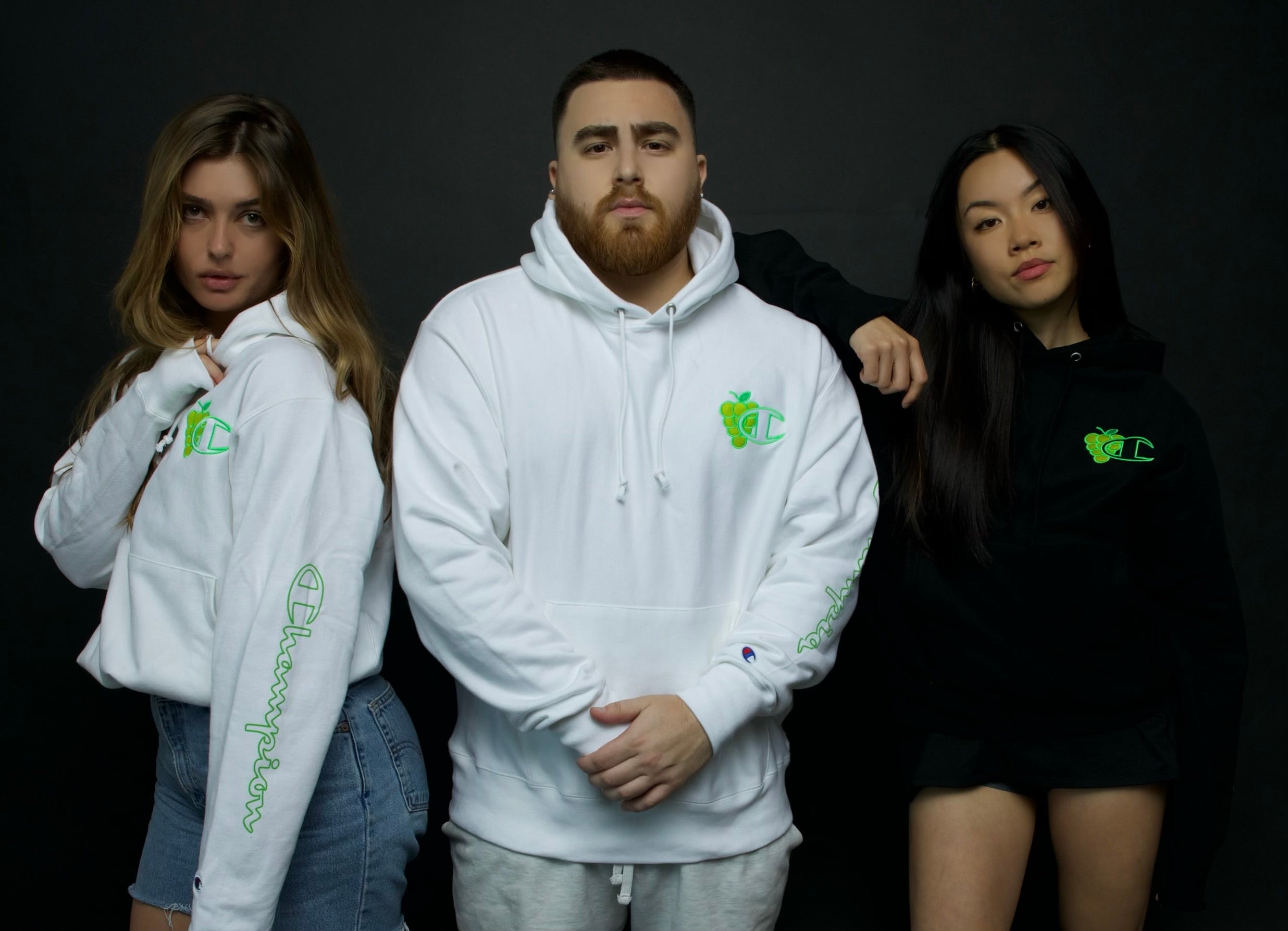 LosPollosTV X Champion “Green Grape” Reverse Weave Hoodie - WHITE