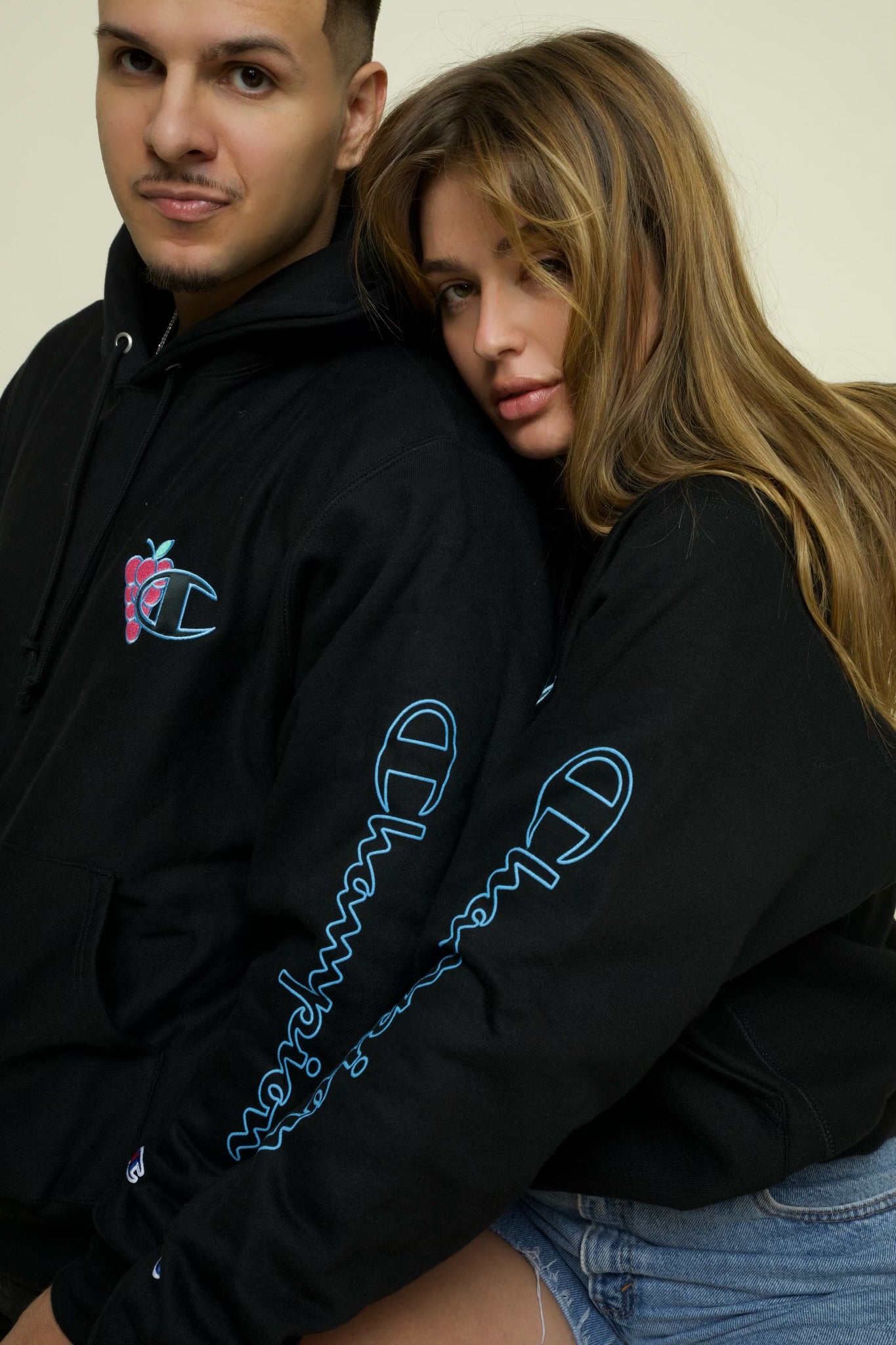 LosPollosTV X Champion “Cotton Candy Grape” Reverse Weave Hoodie - BLACK