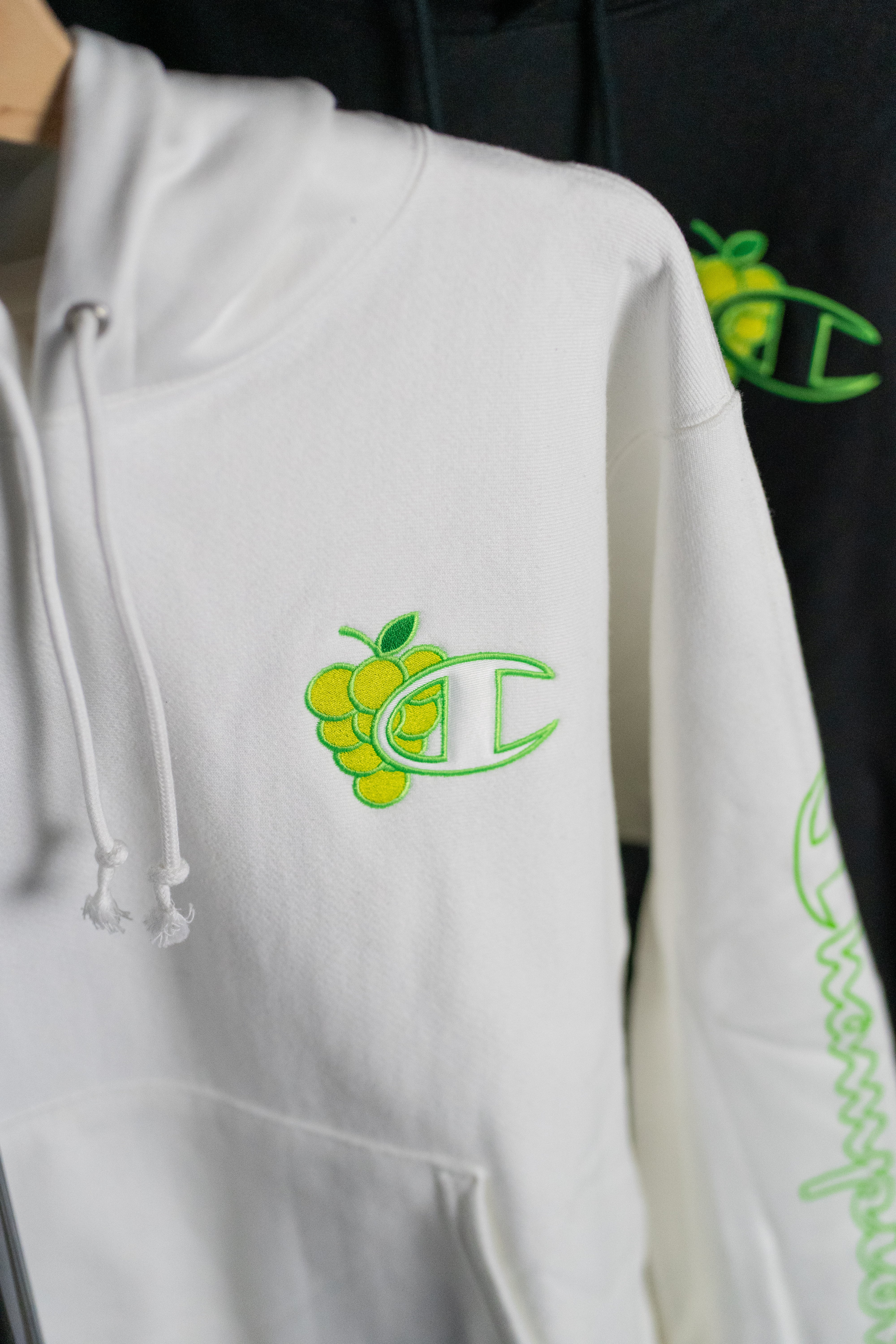 LosPollosTV X Champion “Green Grape” Reverse Weave Hoodie - WHITE