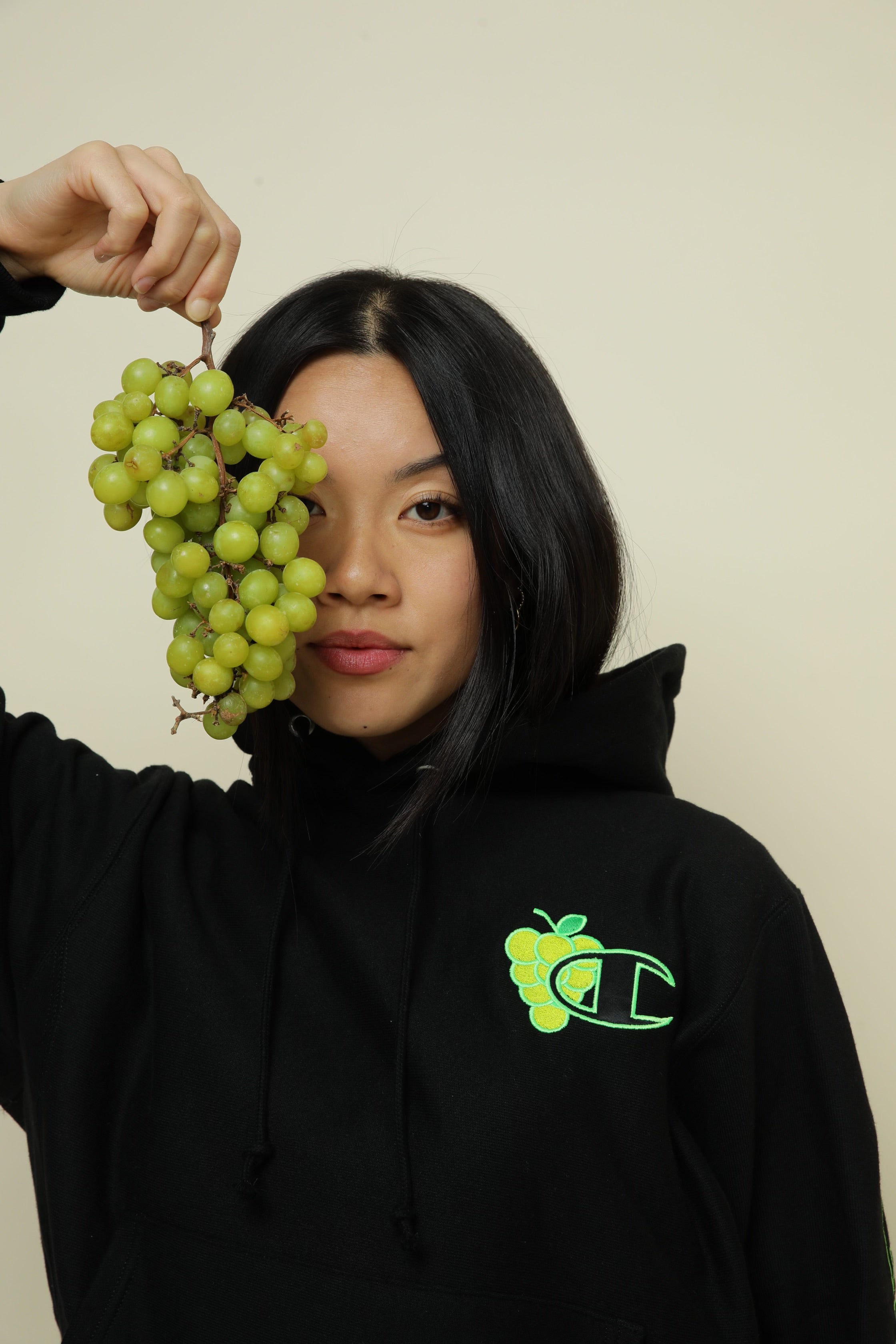 LosPollosTV X Champion “Green Grape” Reverse Weave Hoodie - BLACK